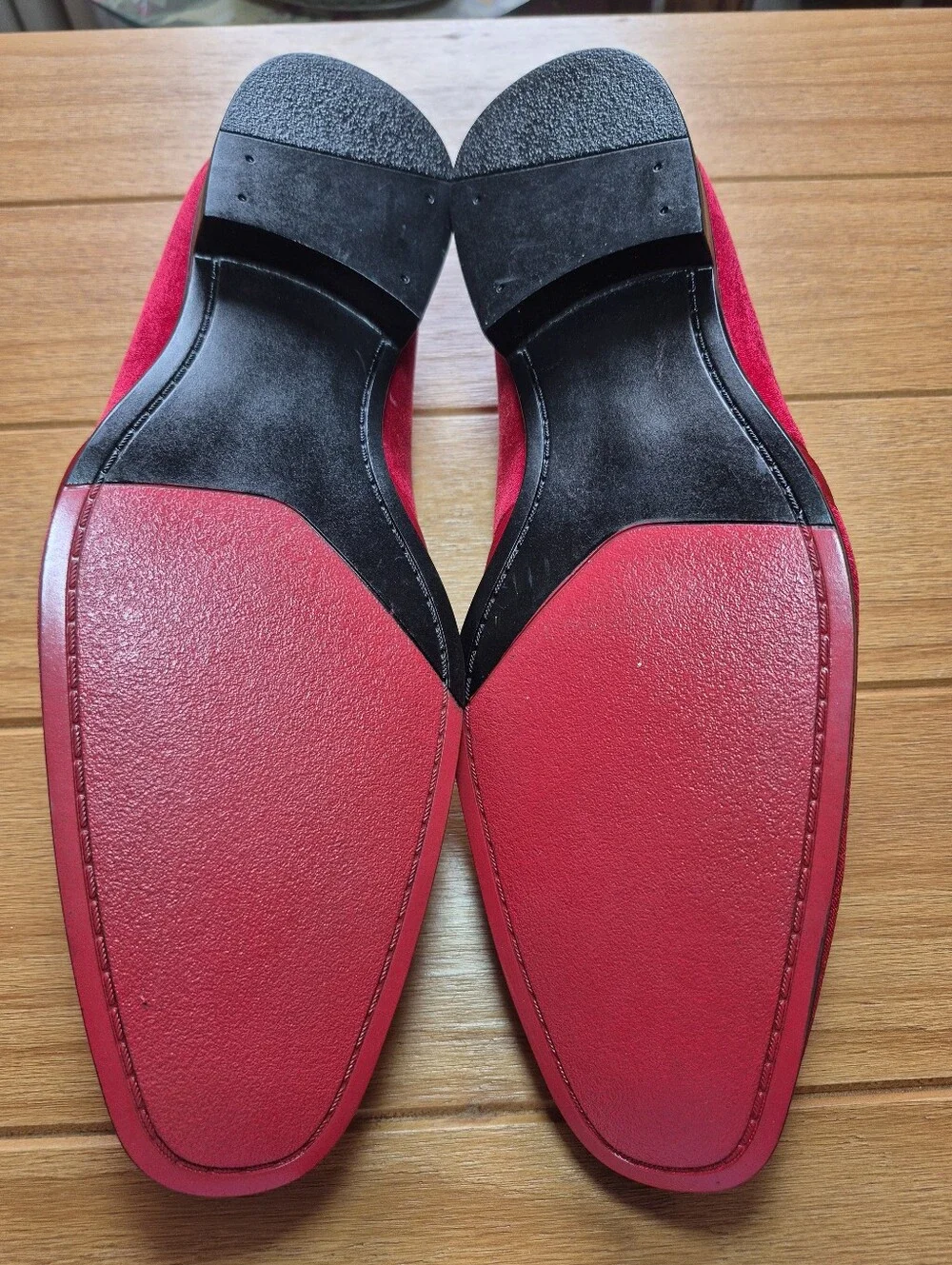 After Midnight Men's Red Velvet Slip-On Loafers - Size 13